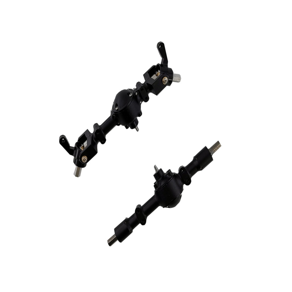 Front Middle Rear Bridge Axle Assembly for WPL 6WD 4WD Military Car Upgrade Full Metal CNC Separate Part General RC Parts black_4WD