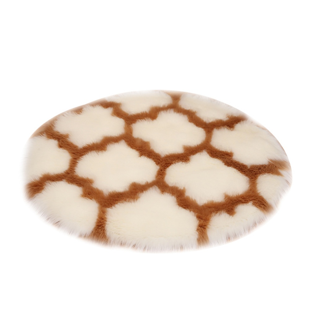 Fuzzy Rug Area Round Floor Mat Carpet For Bedroom Living Room Home Decor White lantern camel edge_80cm in diameter - Image 3