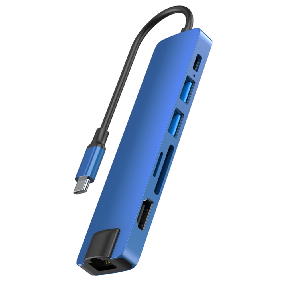 Dj1004a 7-in-1 Usb C Hub, To Ethernet Hdmi-compatible Adapter With 100mbps Port, Compatible For Macbook/pro/air/ Android Phone/ Laptops/ Tab