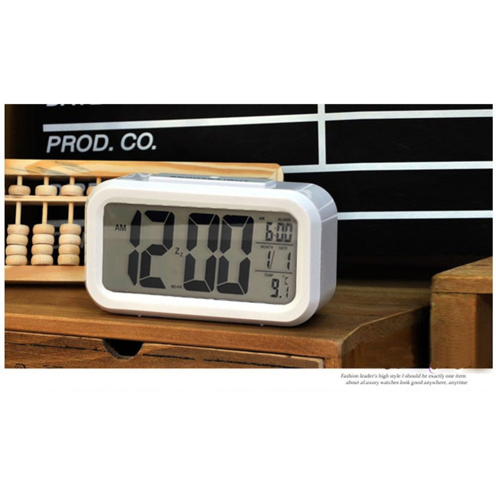 Digital Electronic Alarm Clock With Lcd Backlight Time Calendar Thermometer black - Image 2