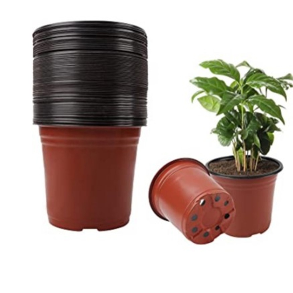 Plastic Multi-size Flower Pot Plant Pots Succulent Planter For Outdoor Indoor Plants Red outside and black inside_caliber 90mm
