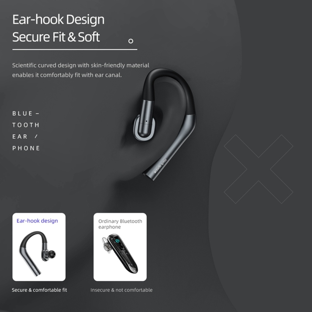 ROCK Bluetooth Earphone pour les écouteurs de musique conception sans fil écouteurs 5.0 avec micro iPhone Xiaomi Samsung noir - Image 2