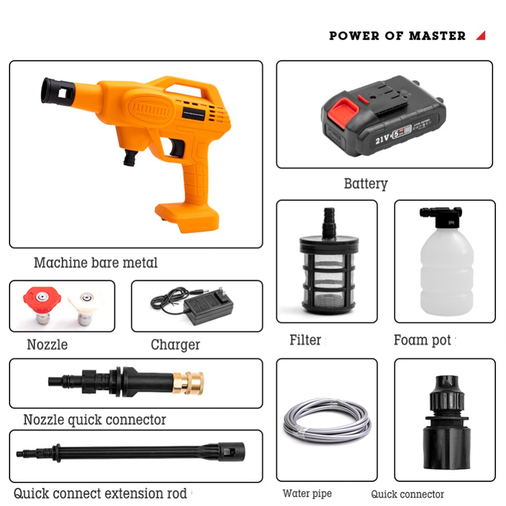 High Pressure Car Washer Sprayer 15000mah 21v 350psi Cordless Portable Garden House Cleaning Machine US Plug - Image 3