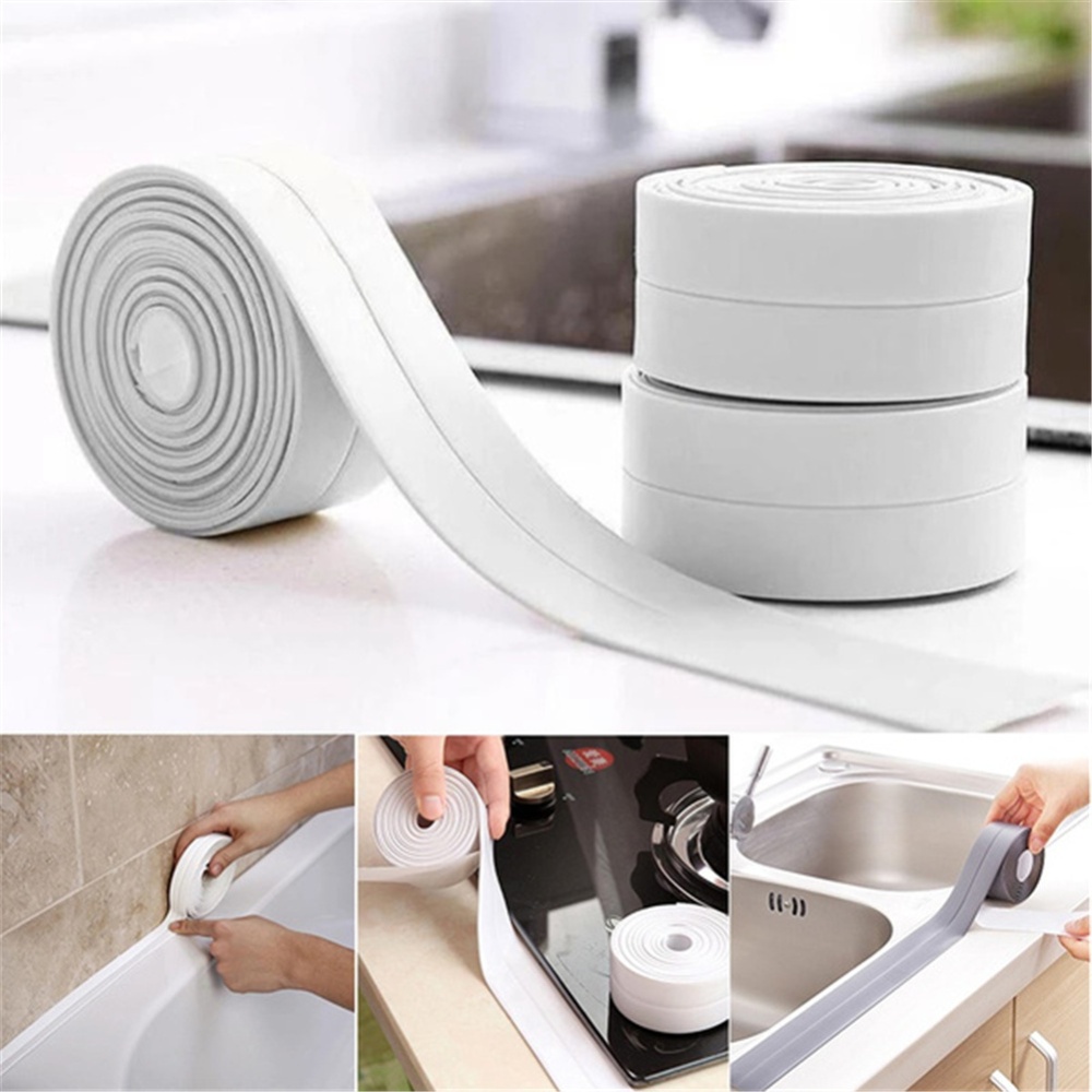 1roll PVC Sealing Strip Kitchen Bathroom Waterproof Mildew Proof Seal Tape White_3.2m*3.8cm - Image 3