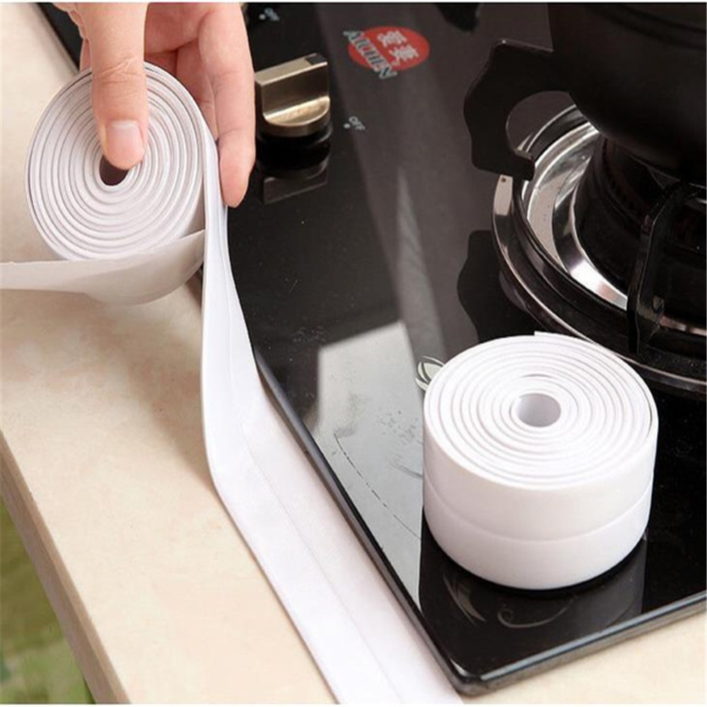 1roll PVC Sealing Strip Kitchen Bathroom Waterproof Mildew Proof Seal Tape White_3.2m*3.8cm - Image 2