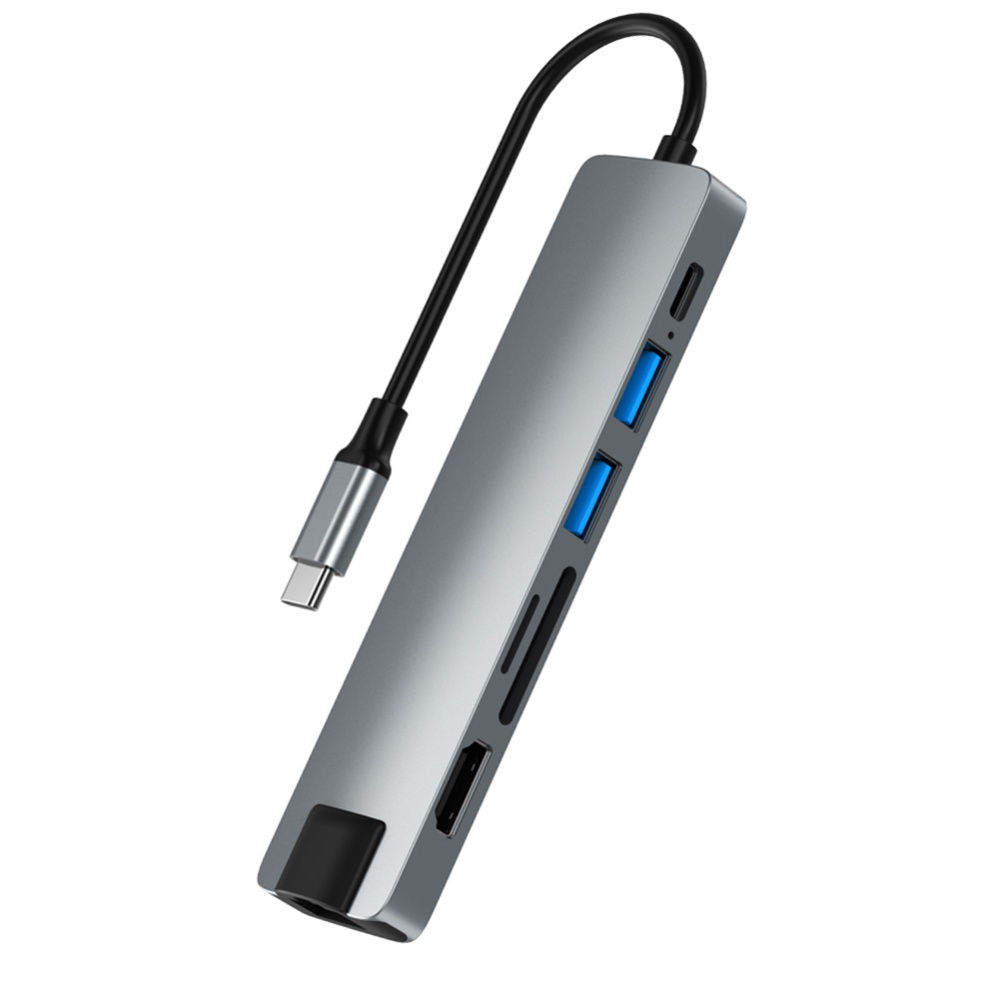 Dj1004a 7-in-1 Usb C Hub, To Ethernet Hdmi-compatible Adapter With 100mbps Port, Compatible For Macbook/pro/air/ Android Phone/ Laptops/ Tab