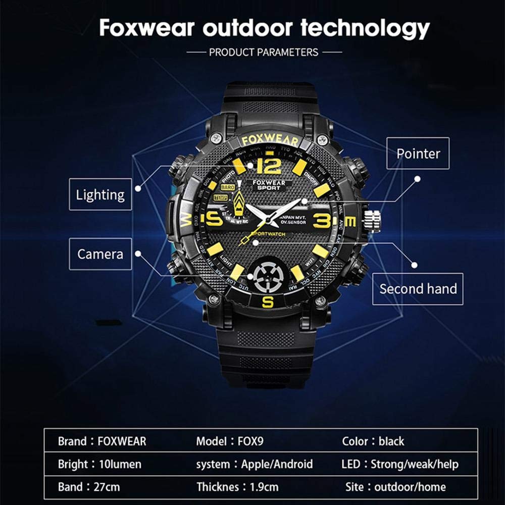 IPX7 Waterproof Monitor Sport Watch Smart WiFi with Mini 720P HD Camera LED Light Illumination - FOX9/32G Without Wifi - Image 2