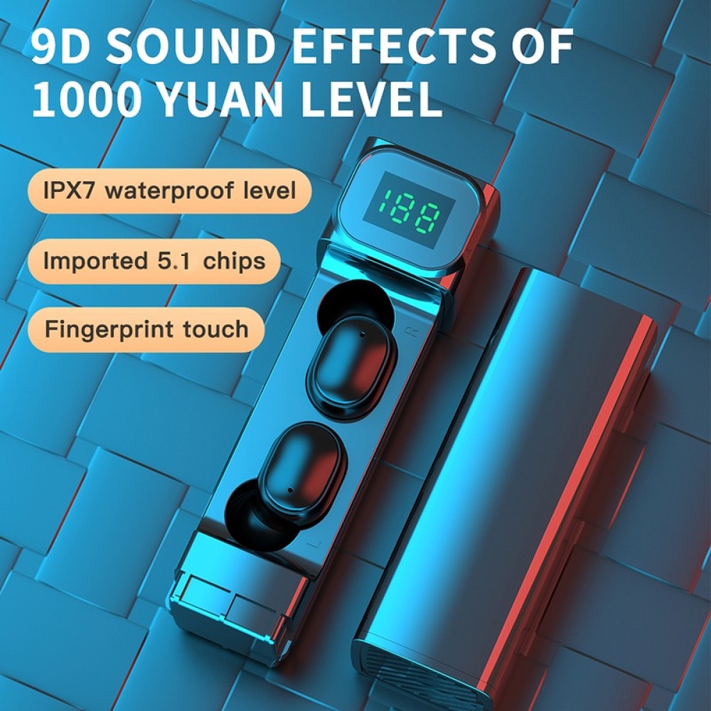 Bqc-01 Tws Bluetooth Earphone 5.1 Wireless 9d Hifi Sport Mic Earbuds Gaming Music Headset For Xiaomi Samsung Huawei black