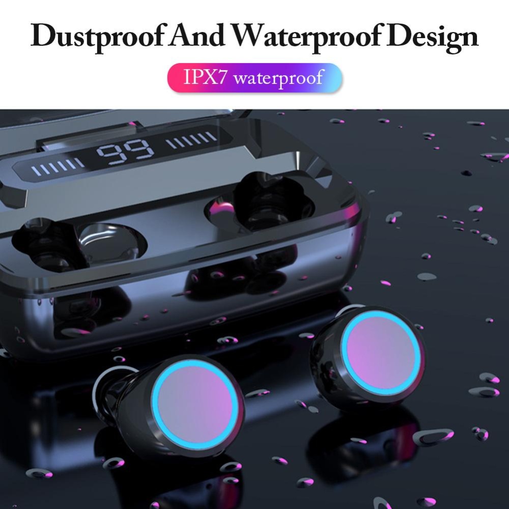 M11 TWS Mini Earphone With LED Digital Display Touch Control IPX7 Waterproof Wireless Bluetooth Headphone 3300mAh Charging Box black - Image 4