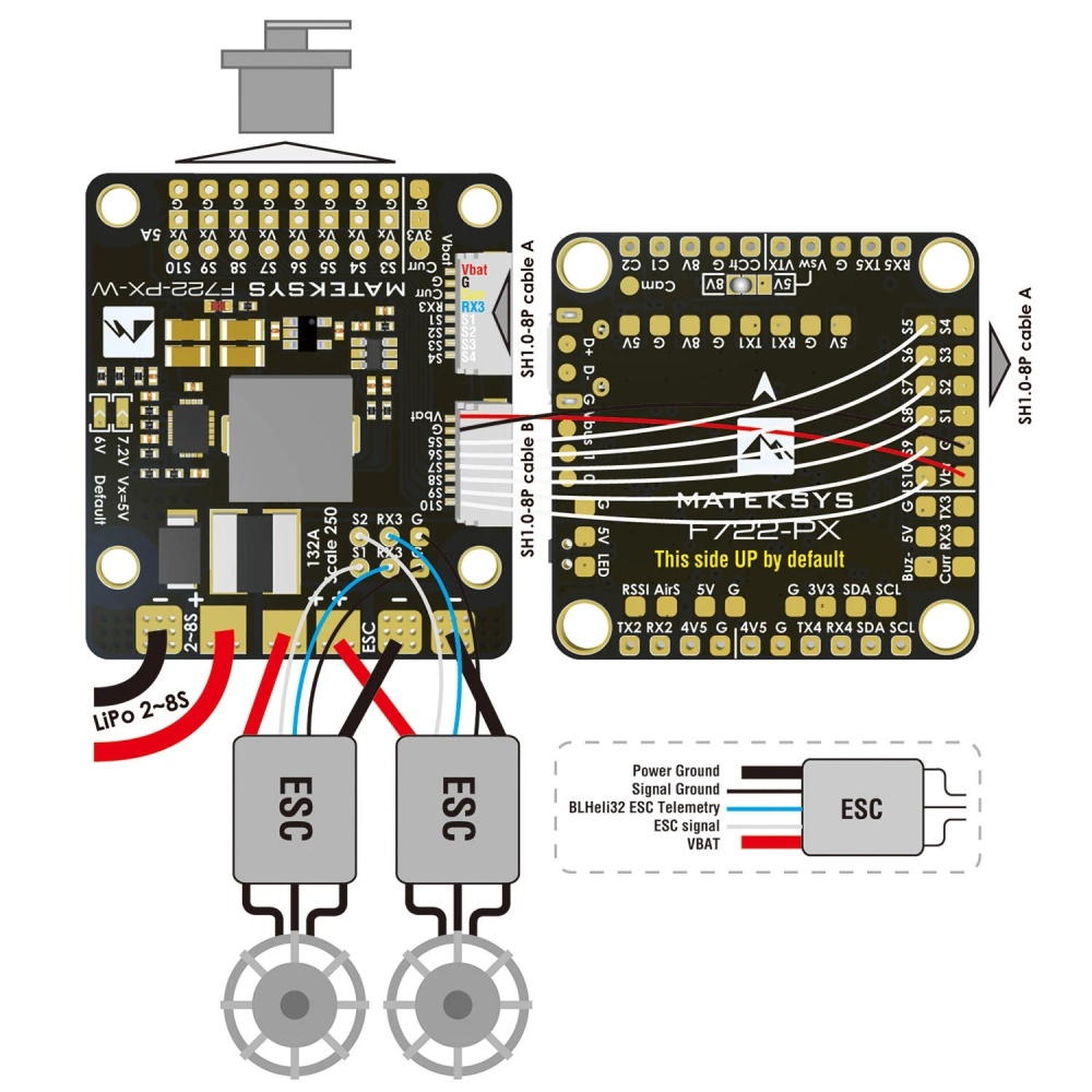 MATEK PDB 2-8S F722-PX-W for Fixed Wing Power Distribution Board RC Airplane Part ESC Servo Battery as shown - Image 2