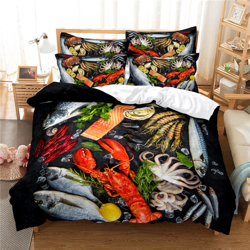 2Pcs/3Pcs Full/Queen/King Quilt Cover +Pillowcase 3D Digital Printing BBQ Fruit Series Beeding Set Quee - Image 2