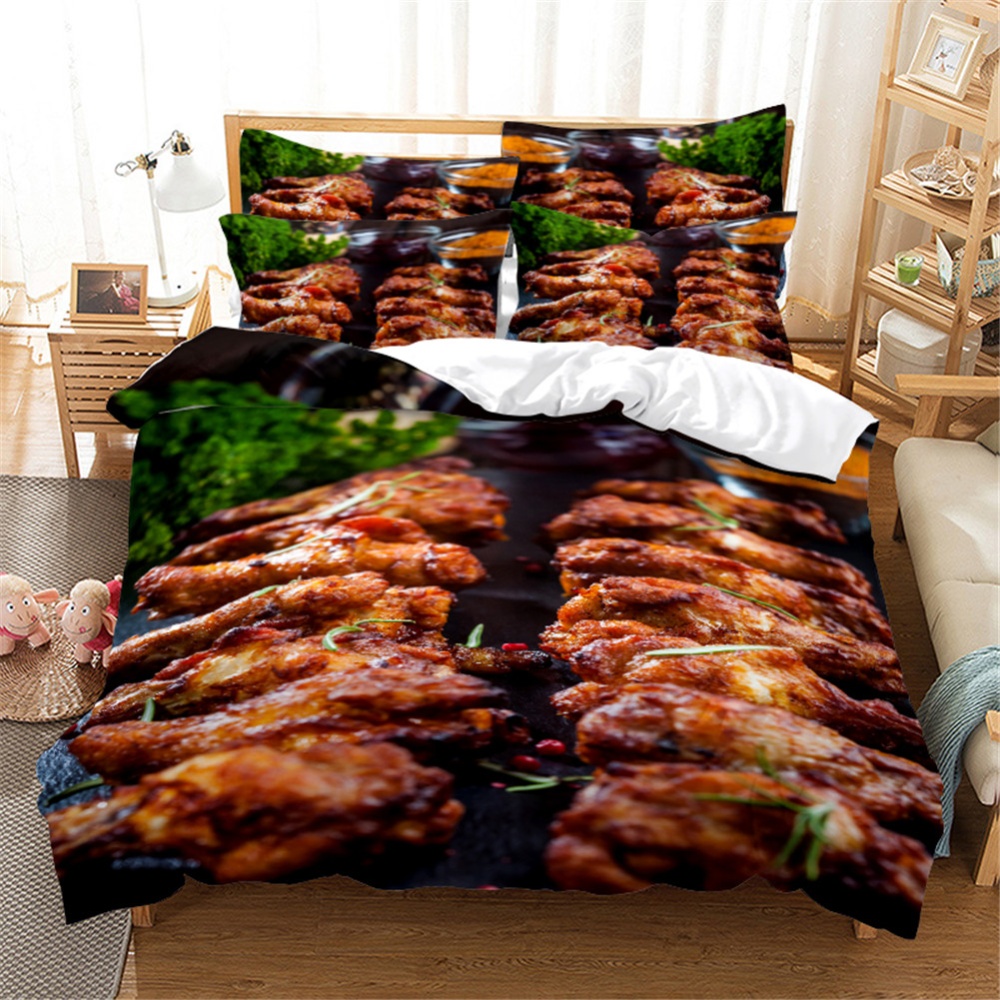 2Pcs/3Pcs Full/Queen/King Quilt Cover +Pillowcase 3D Digital Printing BBQ Fruit Series Beeding Set Quee - Image 3