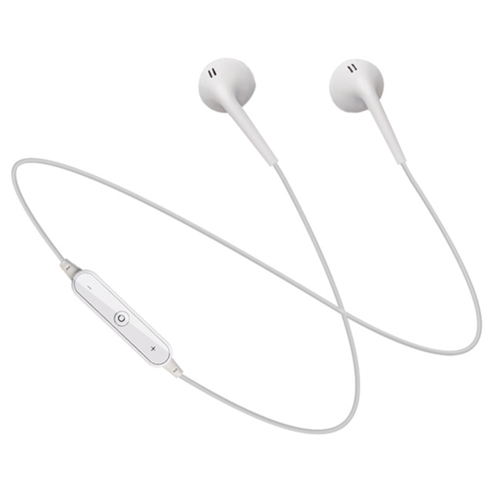 S6 Sport Wireless Headphone Neckband Line-controlled Bluetooth Earphone with Microphone Call Volume Control white