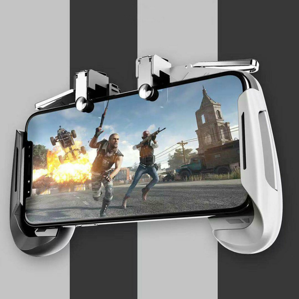 Mobile Gamepad Game Controller Trigger Aim Button L1R1 Shooter Joystick for PUBG Black and White