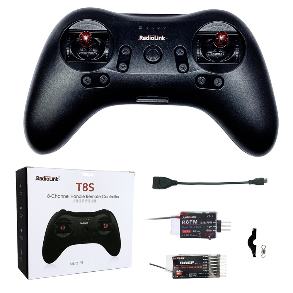 Radiolink T8S FHSS 8CH Bluetooth Version RC Handle Transmitter with R8FM+R8EF 2.4GHz Receiver Support S-BUS PPM for Drone Left-hand throttle