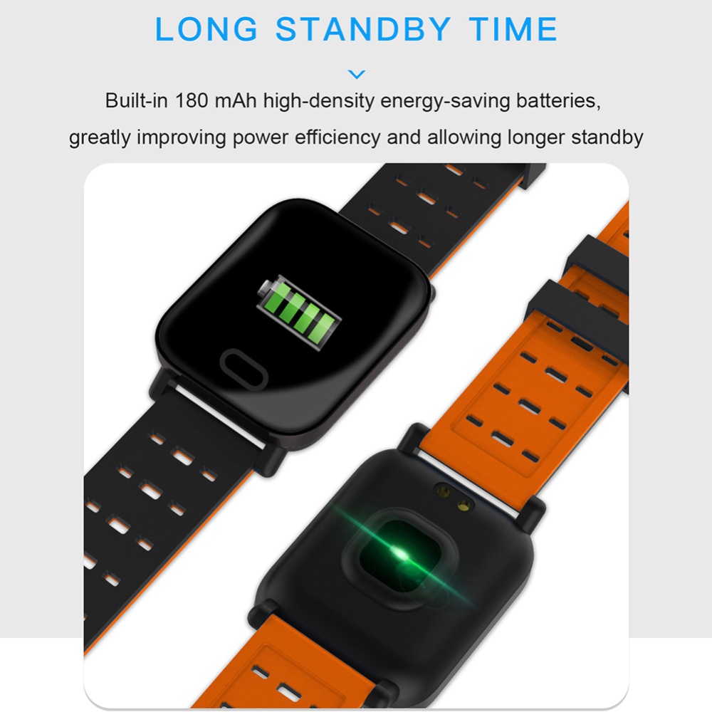 Orange Color Screen Smart Bracelet Fitness Tracker IP67 Waterproof Heart Rate Blood Pressure Monitor GPS - Image 3