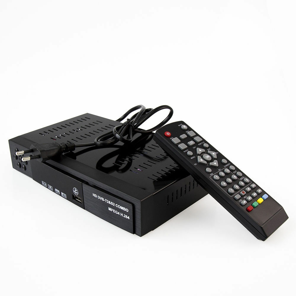 Smart Digital Satellite TV Receiver DVB-T2+DVB-S2 FTA 1080P Decoder Tuner MPEG4 EU Plug black