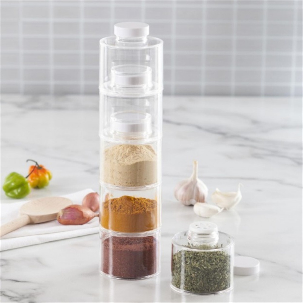 Transparent Tower Seasoning Jar Spice Bottles Container Condiment Storage 6PCS - Image 3