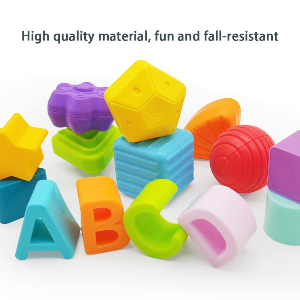 Baby Colorful Building Blocks Rainbow Cube Sorting Game Learning Educational Toys for 0-2 Years Old Children HE0209 - Image 2