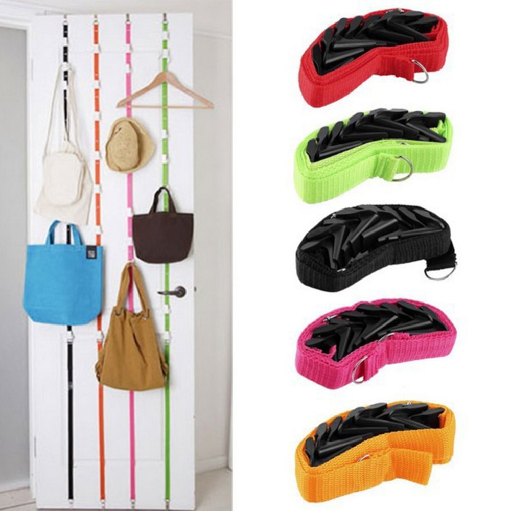 Adjustable Door Straps Hanger Hooks Creative Hat Bag Organizer for Closet red - Image 2