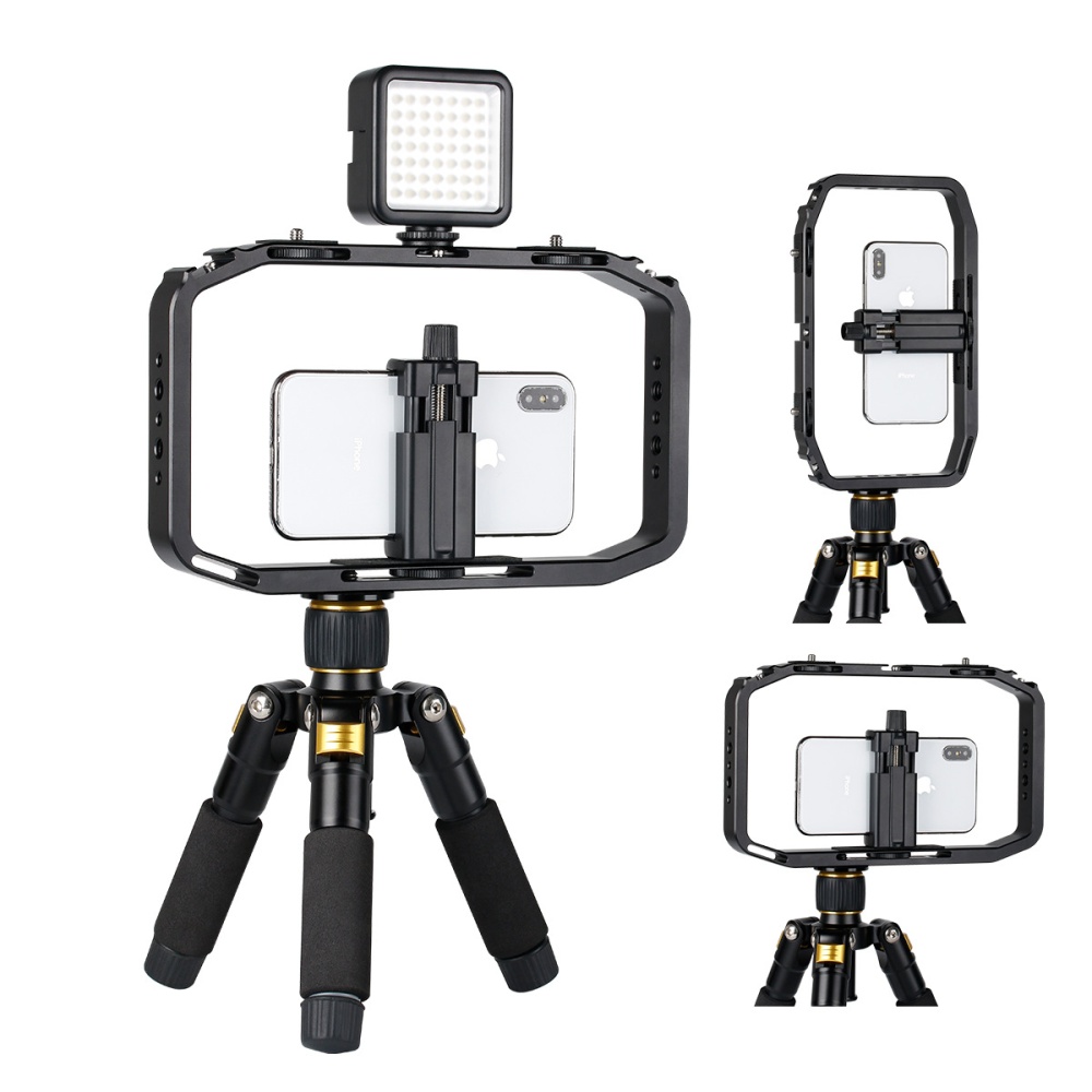 Handheld Video Rig for DSLR Camera Phone Gopro Vertical Shooting Cage Canon Nikon iPhone Xs Max X 8 7 5 6 black - Image 4