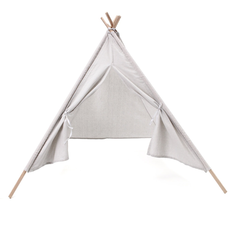 51'' White Height Canvas Kids Play Teepee Tent for Aged More Than 3 Years Old Playing Taking Picture Indoor/Outdoor Children Playhouse Gifts - Image 2