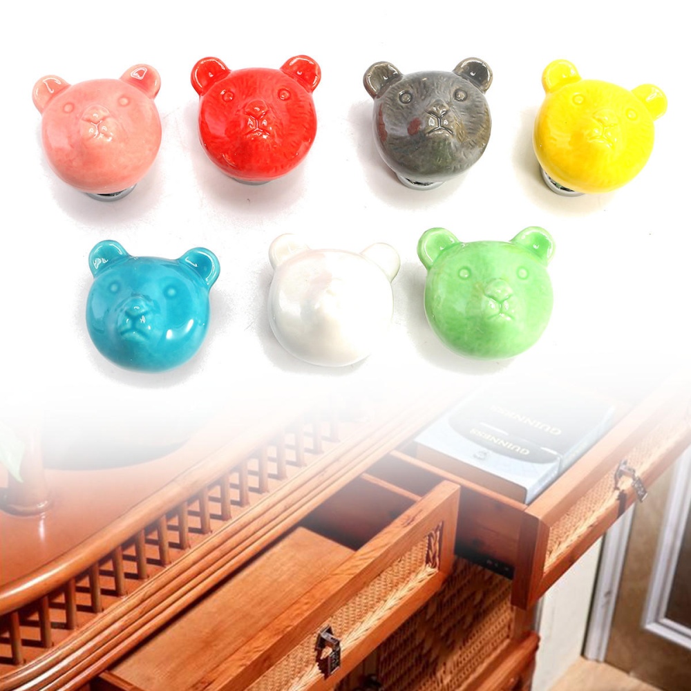 7Pcs Animal Ceramic Furniture Knobs Drawer Cabinet Cupboard Door Pull Handle Set - Image 2