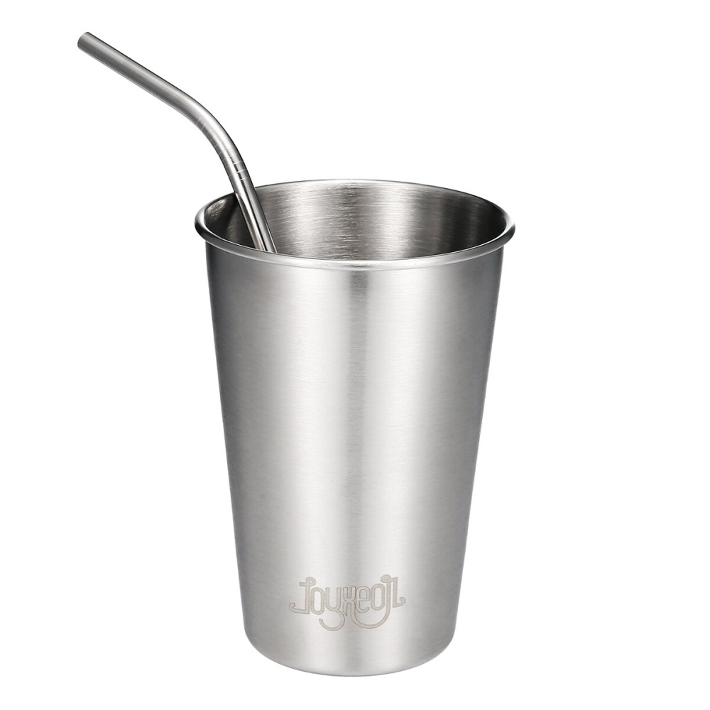 500ml Stainless Steel Cups Drinking Cups Metal Cups with 4X Straws Dishwasher-Safe, Stackable, Child-friendly - Image 2