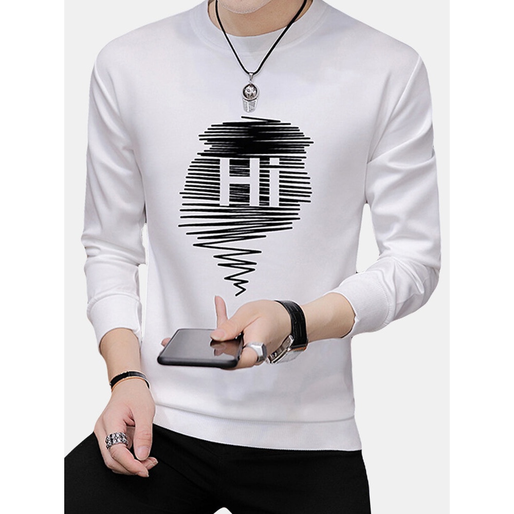 Men Casual Letter Printed Pullovers - XXL Black