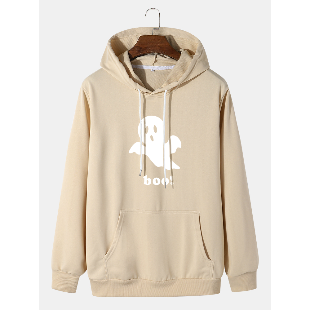 Mens  Ghost Cartoon Casual Hoodies - Green M