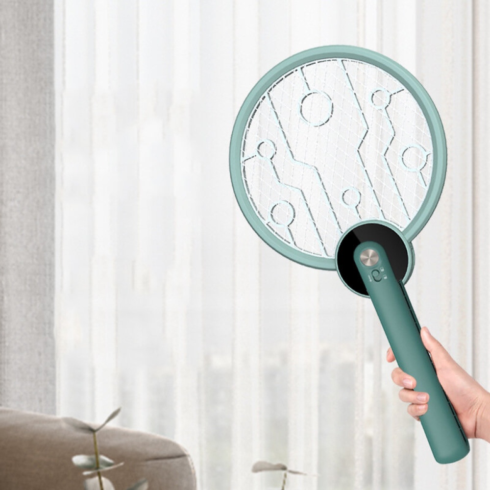 Portable Foldable Electric Mosquito Swatter Insect Dispeller Fly Bug Pat USB Charging UV Trapping Mosquitoes - Green - Image 2