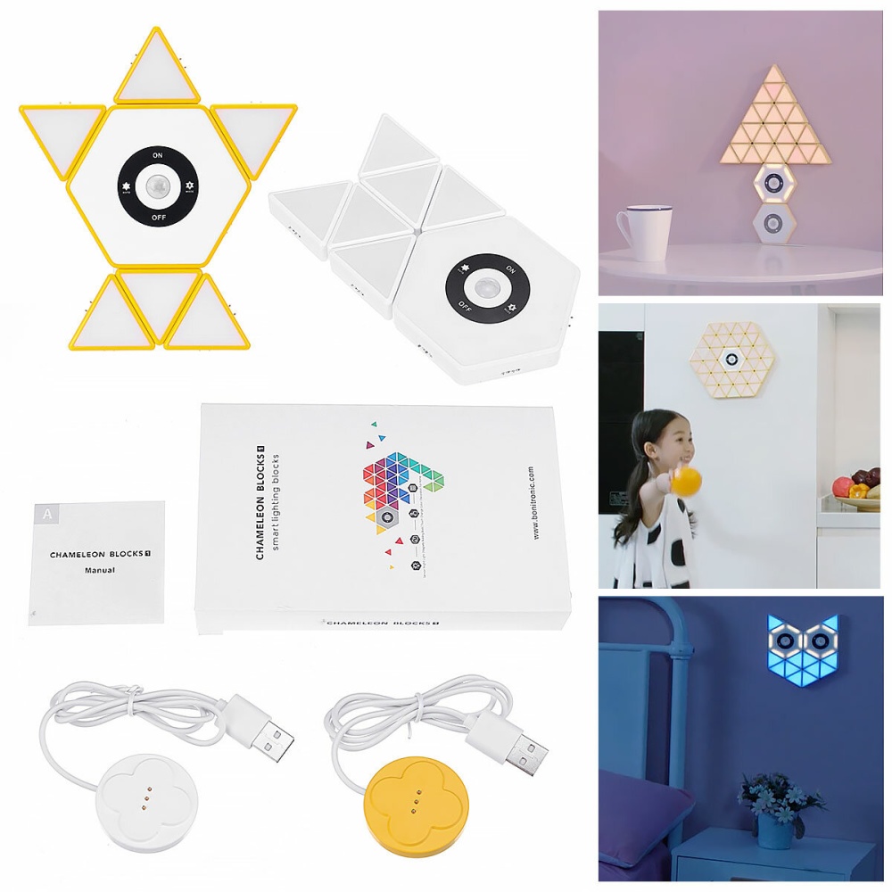 DC5V USB DIY Smart Puzzle Night Light Touch-sensitive Color-changing Toy-White / Yellow - Yellow