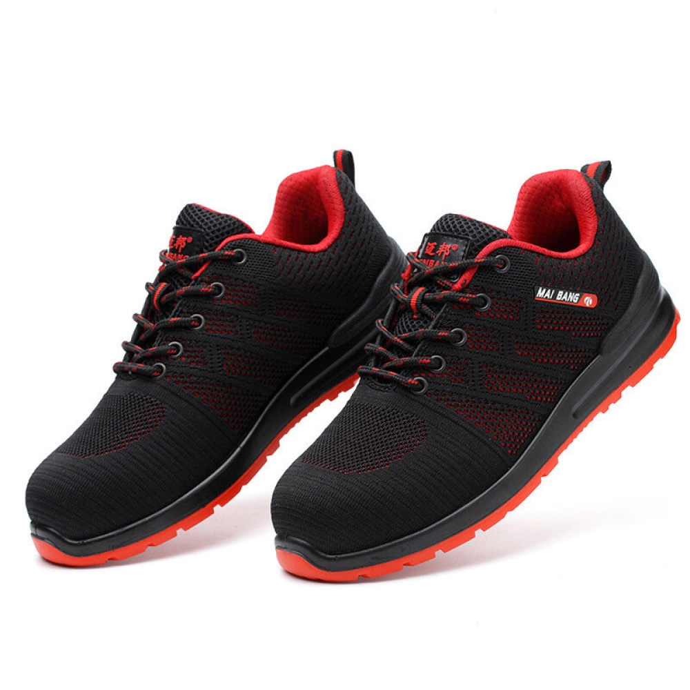 TENGOO Safety Shoes Work Shoes Men's Steel Toe Non-Slip Breathable Sneakers Hiking Shoes Running Shoes - 39 Yard EU Red - Image 2