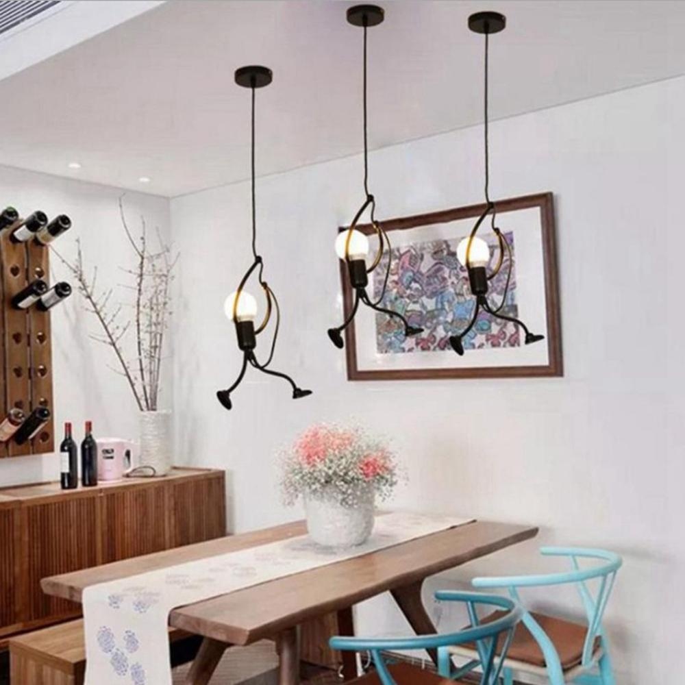 Nordic Modern E27 Creative Little man Iron Chandelier Pendant Light for Bar Restaurant Home AC110--220V - Image 2