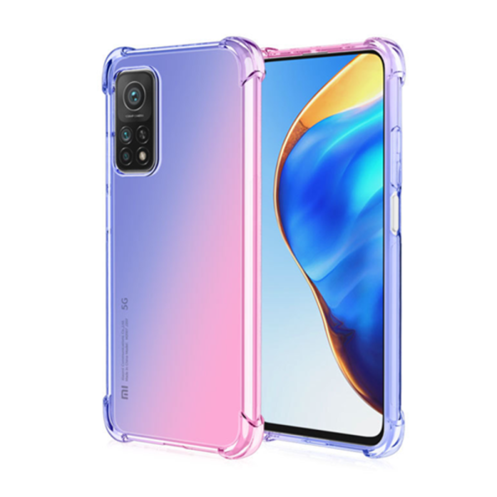 for Xiaomi Mi 10T/10T Pro Case Gradient Color with Four-Corner Airbags Shockproof Translucent Soft TPU Protective Case | Non-original - Blue+Purple - Image 2