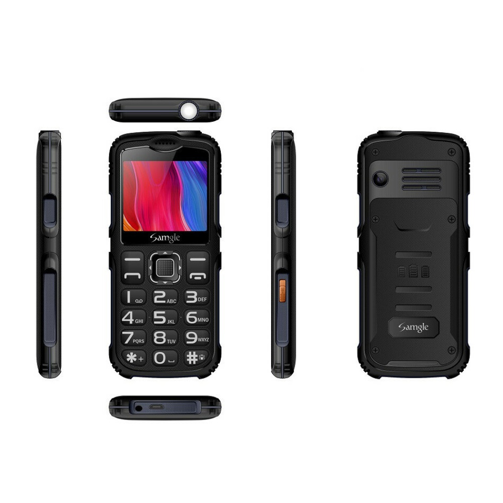 Samgel S3-Armor 3G 2.0 Inch 1900mAh Powerful Large Key Speed Dial Torch Charge Dock Phone Dual Sim Dual Standby Feature Phone - Black - Image 2