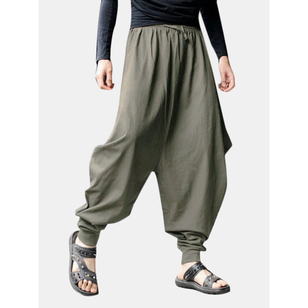 INCERUN Men Casual Harem Pants Loose Breathable Baggy Trousers Large Size S-5XL - 4XL Army Green