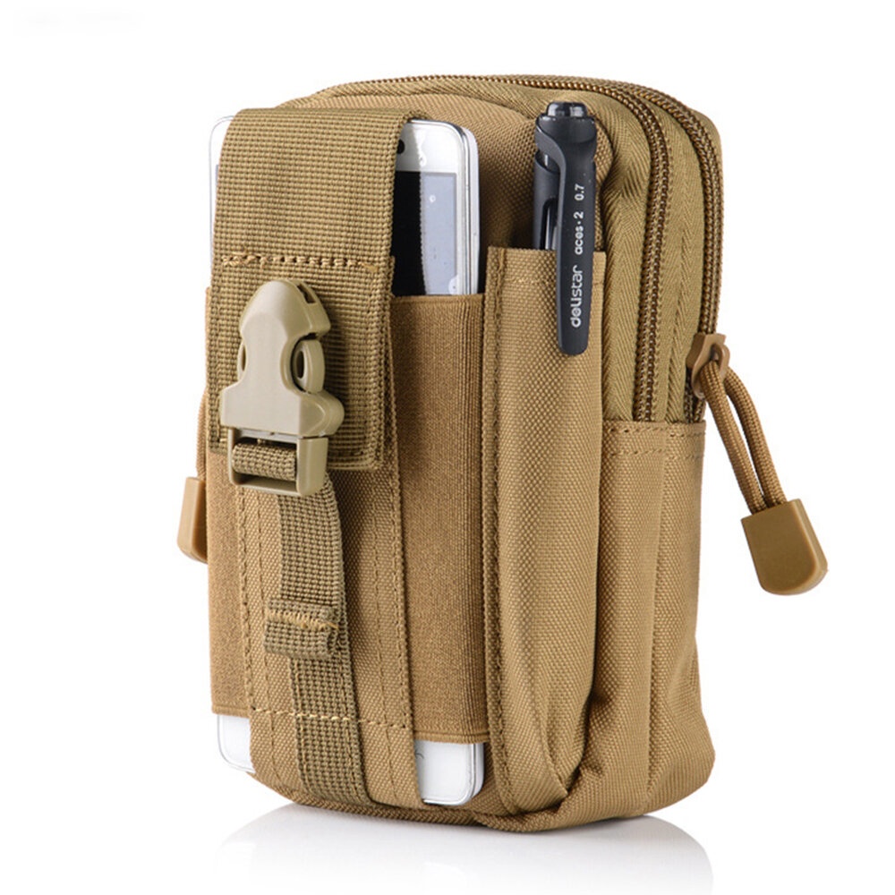 Outdoor Sport Hiking Tactical Mobile Phone Money Coin Waterproof Men Phone Waist Bags Sidebag Pack - Khaki - Image 2