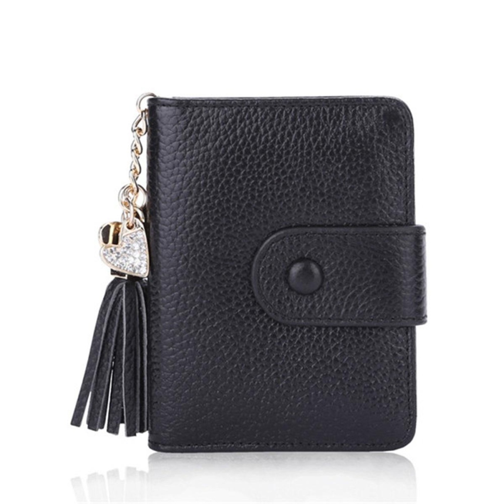 Women Genuine Leather Wallet ID Credit Card Holder Bag Passport Purse Outdoor Travel - S Black