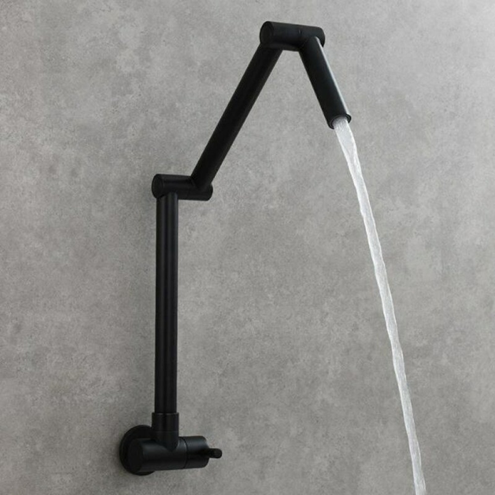 Folding Kitchen Sink Faucet Rotating Extension Faucet Single Cold Tap Wall Mounted - Chrome