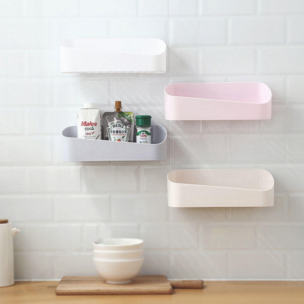 Irregular Art Geometrical Style Bathroom Kitchen Storage Container Shelf Cosmetics Collection Box Wall Powerful Paste Saving Space Bathroom Vanity Dr