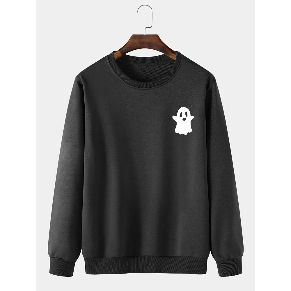 Mens  Devil Pattern Solid Casual Sweatshirt - Green M