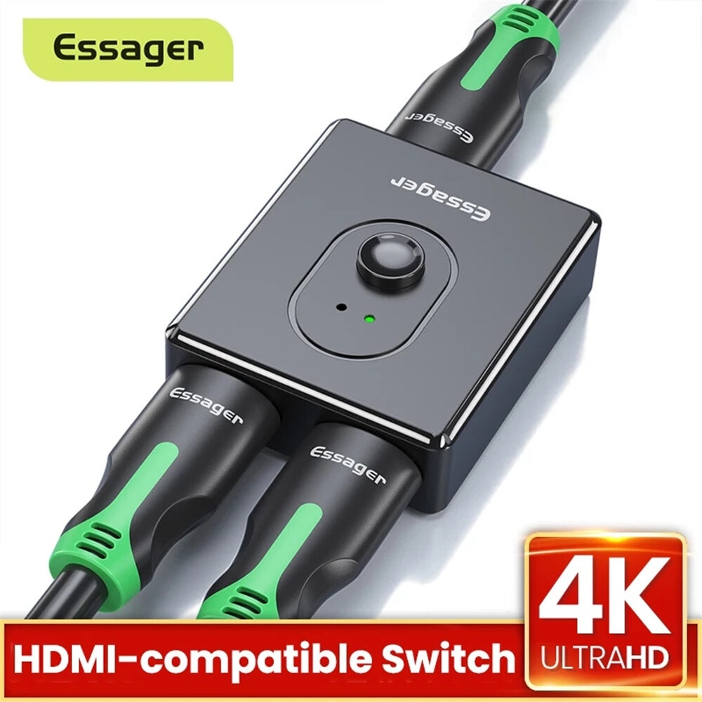 Essager HDMI-compatible Splitter 4K 1x2/2x1 Switch Bi-Direction Adapter 2 In 1 Out 2.0 HDMI-compatible Switcher For HD TV BOX - Image 2