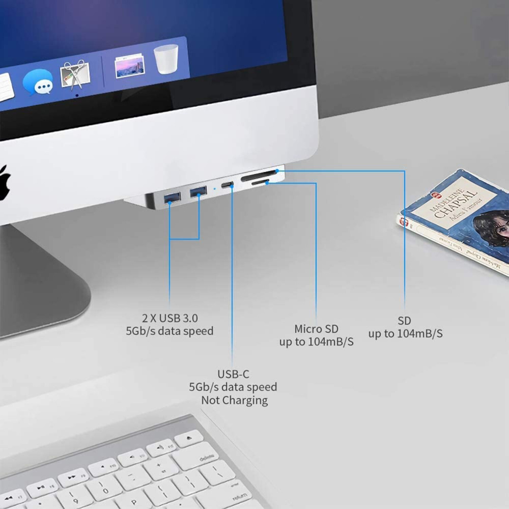 Pobod PC-i02 USB-C Hub Docking Station Adapter with 2*USB 3.0/ 1*USB-C/ 1*Micro SD/ 1*SD for iMac Pro 2017/18/20 - Image 2