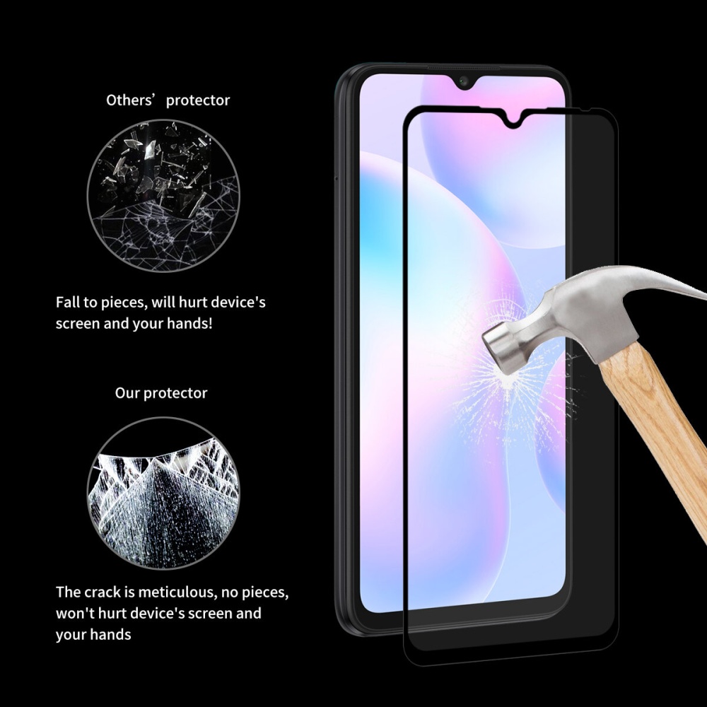 ENKAY 1/2/5/10 Pcs 9H Anti-Explosion Anti-Fingerprint Tempered Glass Full Glue Full Coverage Screen Protector for Xiaomi Redmi 9C / Redmi 9 / Redmi 9 - Image 2