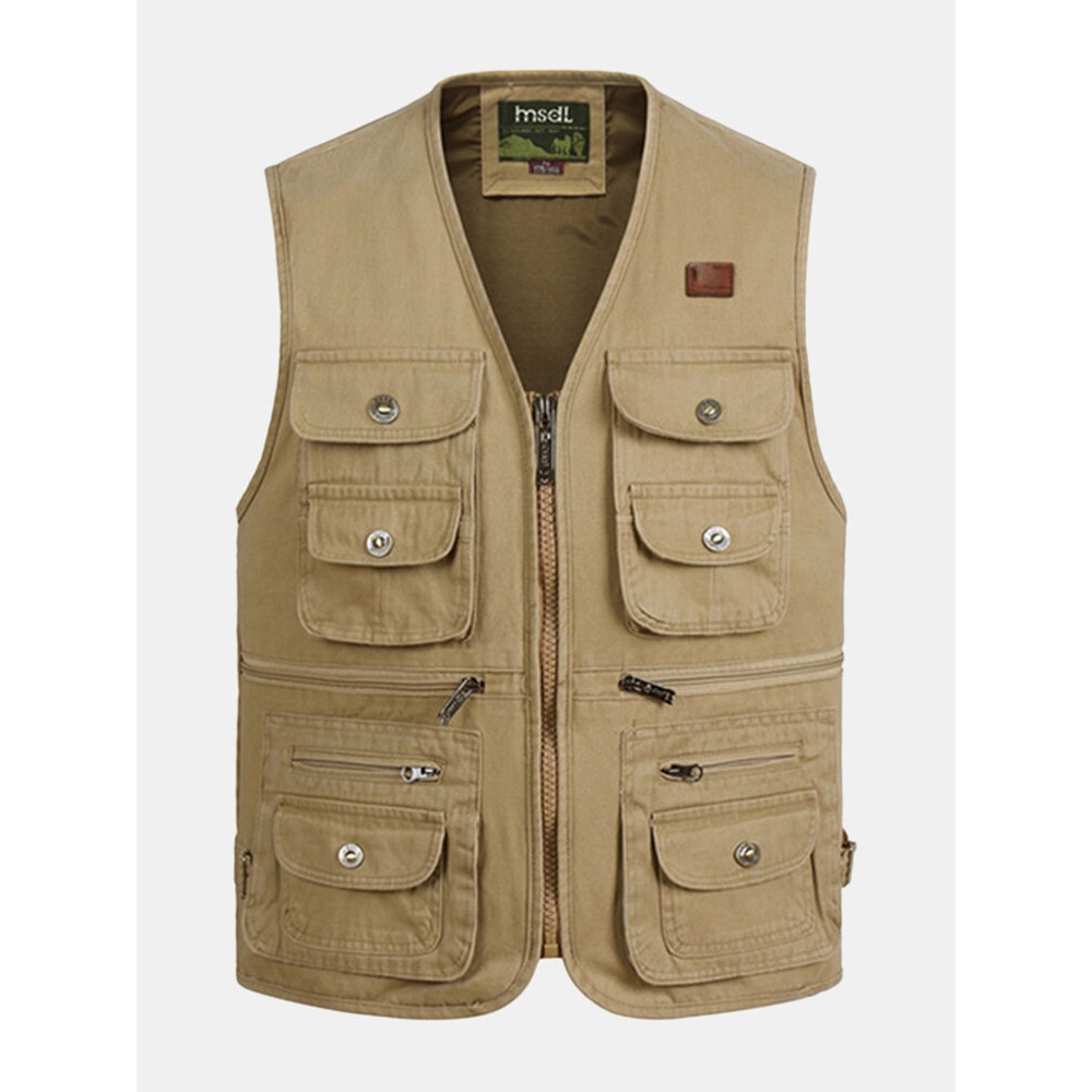 Outdooors Photography Fishing Multi Pocket Tactical Vest - L Army Yellow