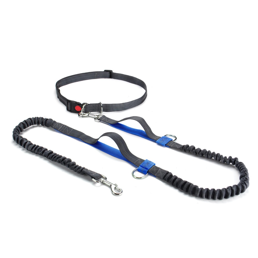 Hands Free Dog Leash Running Jogging Waist Belt Pet Training Elastic Leashes Dog Training Stick - Blue - Image 2