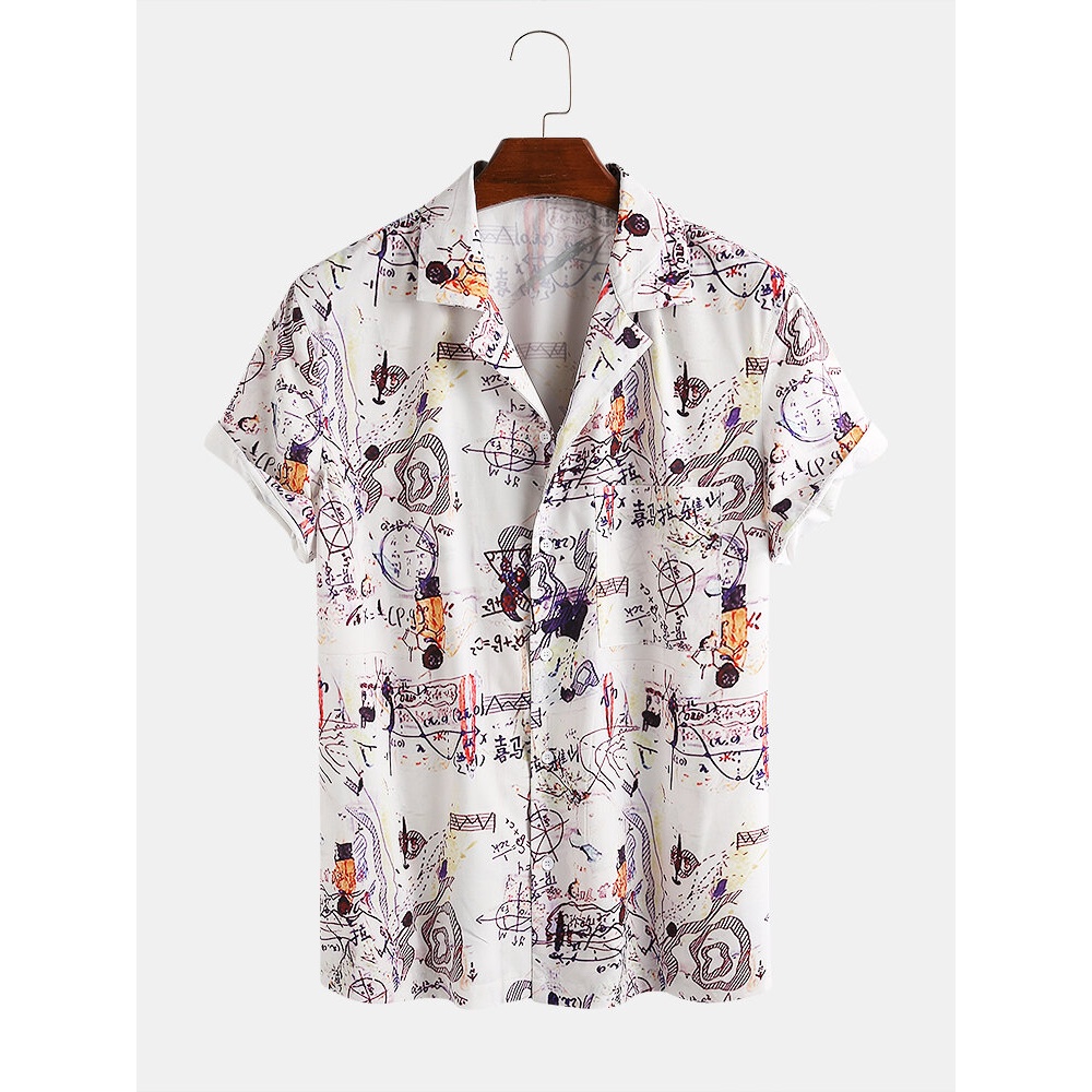 Fashion Cartoon Character Printing Breathable Casual Shirts - White 3XL