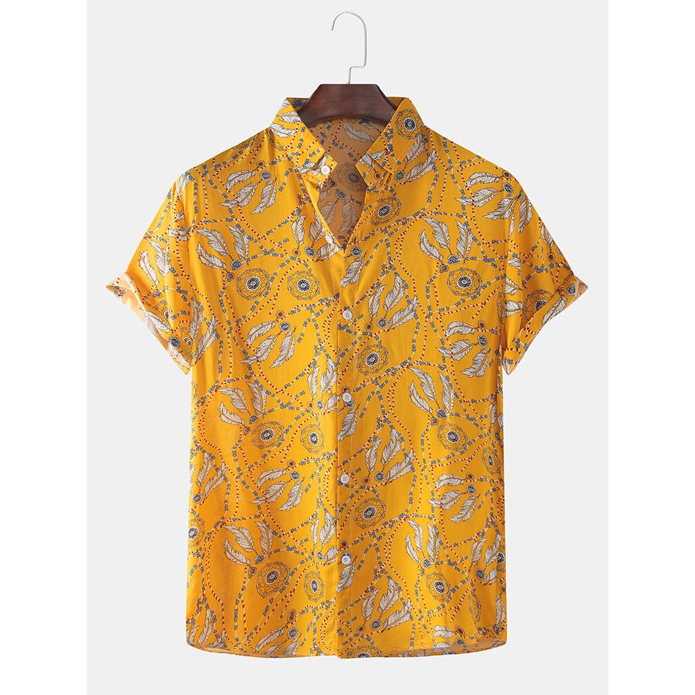 Mens Casual Funny Patterns Printing Breathable Leisure Shirts - White M