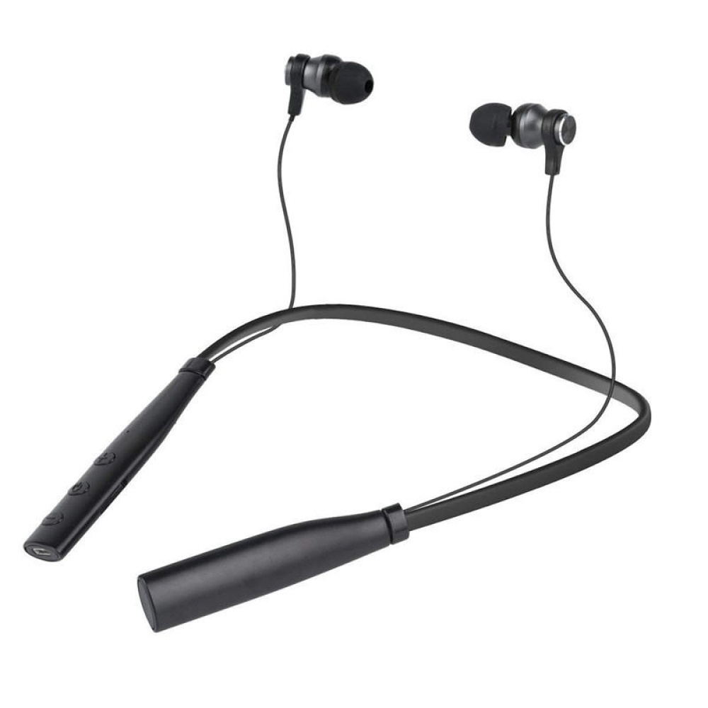 Wireless bluetooth Neckband Headphone Magnetic Adsorption TF Card Stereo Earphone Headset with Mic - Black - Image 2